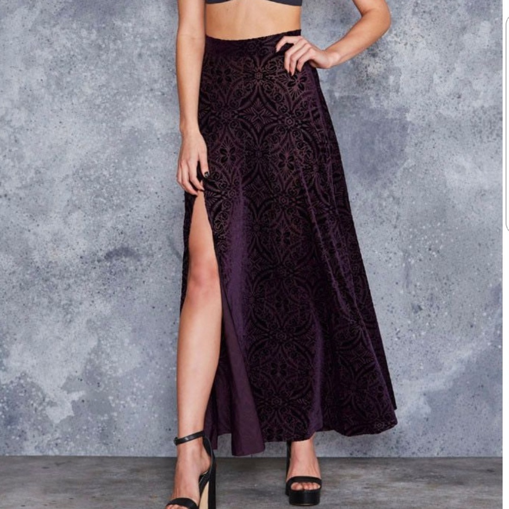 Blackmilk BurnedVelvet Aubergine Single Slit Skirt